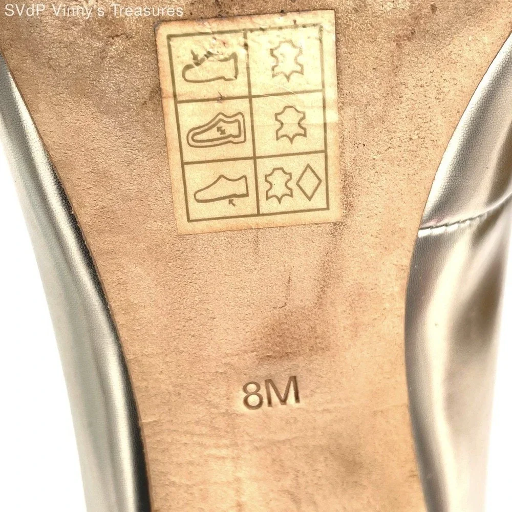 Tory Burch Gigi Block Heel Pumps Metallic Gold Leather Logo Shoes Women's 8M